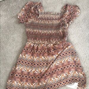 Liberty Love Puff Sleeve Mini Dress in Rust, Navy & Cream size 3xl